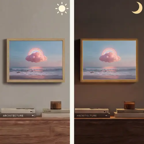 Wolk - Regenboog - Zee Light Box met batterij (Wandlamp) middel -sfeer3