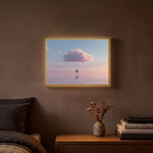 Wolk - Schommel - Kleurrijke lucht Light Box met batterij (Wandlamp) middel -sfeer4