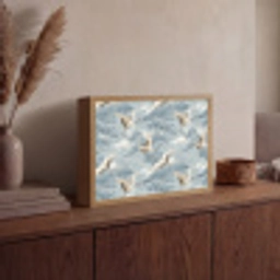 Wolken - Kraanvogels - Blauw Light Box met batterij (Wandlamp) middel 907 -sfeer2
