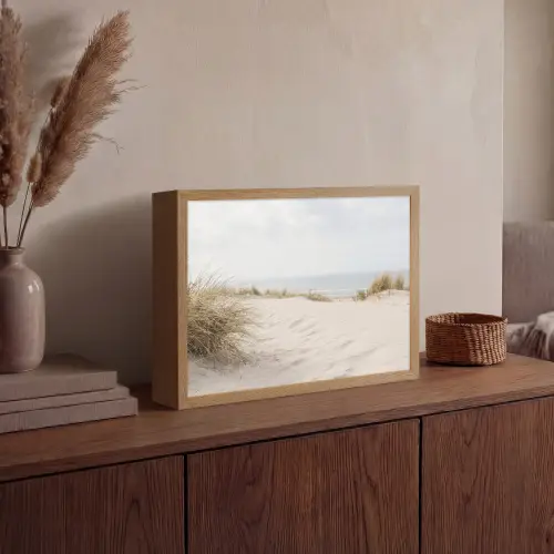 Wolken - Duinlandschap - Zand Light Box met batterij (Wandlamp) middel -sfeer2
