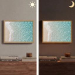Kust - Zand - Blauw Light Box met batterij (Wandlamp) middel -sfeer3