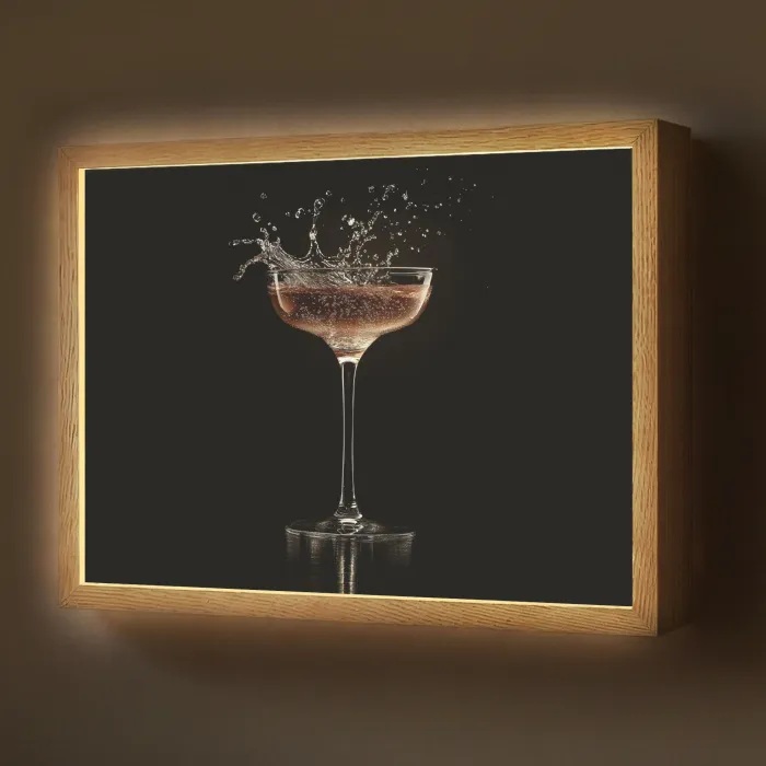 Cocktail - Zwart - Spetters - Glas Light Box met batterij (Wandlamp) middel -z3d_website
