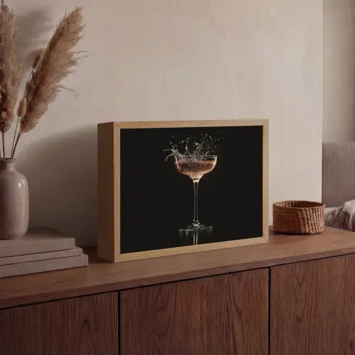 Cocktail - Zwart - Spetters - Glas Light Box met batterij (Wandlamp) middel -sfeer2