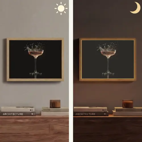 Cocktail - Zwart - Spetters - Glas Light Box met batterij (Wandlamp) middel -sfeer3