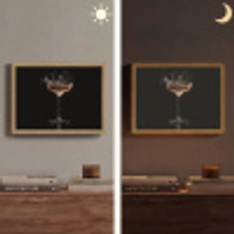 Cocktail - Zwart - Spetters - Glas Light Box met batterij (Wandlamp) middel -sfeer3