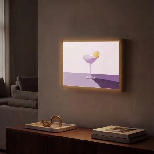 Cocktail - Paars - Minimalistisch - Citroen Light Box met batterij (Wandlamp) middel -sfeer1