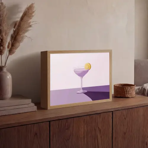 Cocktail - Paars - Minimalistisch - Citroen Light Box met batterij (Wandlamp) middel -sfeer2