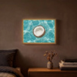 Kokosnoot - Water - Wit Light Box met batterij (Wandlamp) middel -sfeer4
