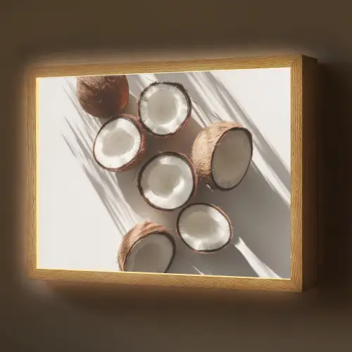 Kokosnoten - Bruin - Shaduw Light Box met batterij (Wandlamp) middel -z3d_website