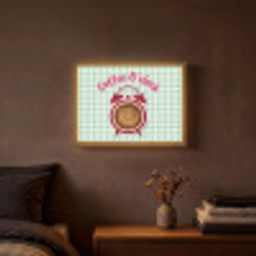 Koffie - Klok - Groen Light Box met batterij (Wandlamp) middel -sfeer4