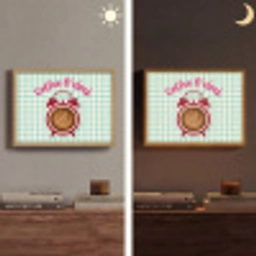 Koffie - Klok - Groen Light Box met batterij (Wandlamp) middel -sfeer3