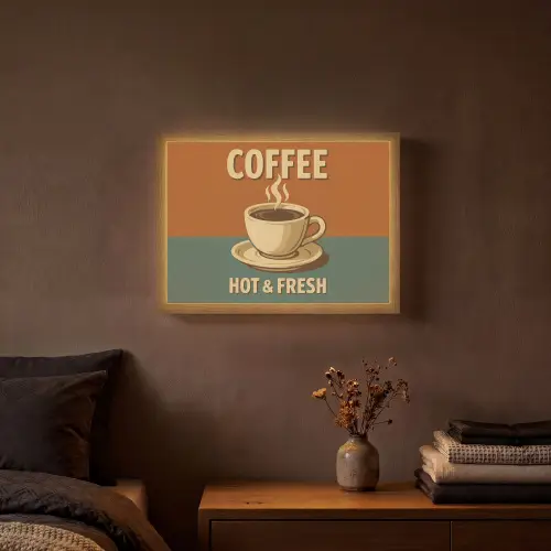 Koffie - Kop - Vintage - Quote Light Box met batterij (Wandlamp) middel -sfeer4