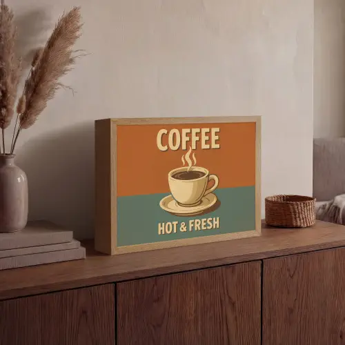 Koffie - Kop - Vintage - Quote Light Box met batterij (Wandlamp) middel -sfeer2