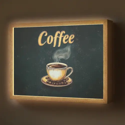Koffie - Schotel - Koffiebonen - Retro Light Box met batterij (Wandlamp) middel -z3d_website