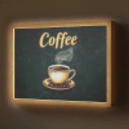 Koffie - Schotel - Koffiebonen - Retro Light Box met batterij (Wandlamp) middel -z3d_website