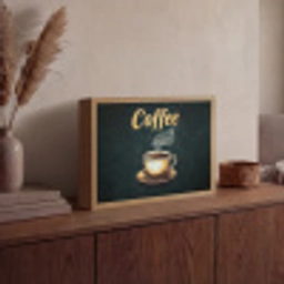 Koffie - Schotel - Koffiebonen - Retro Light Box met batterij (Wandlamp) middel -sfeer2