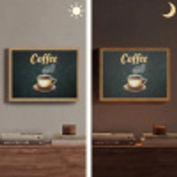 Koffie - Schotel - Koffiebonen - Retro Light Box met batterij (Wandlamp) middel -sfeer3