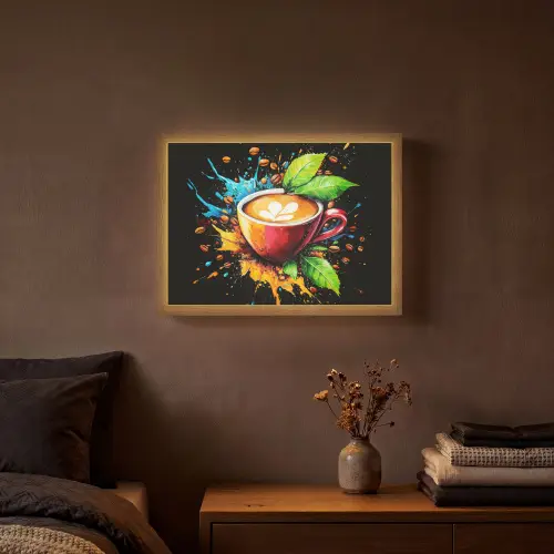 Koffie - Graffiti - Drinken - Abstract Light Box met batterij (Wandlamp) middel -sfeer4