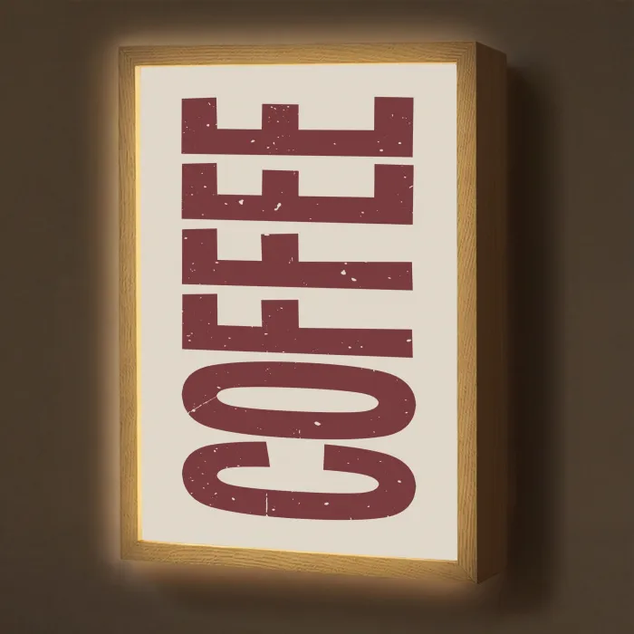 Koffie -Japandi - Rood - Vintage Light Box met batterij (Wandlamp) middel -z3d_website