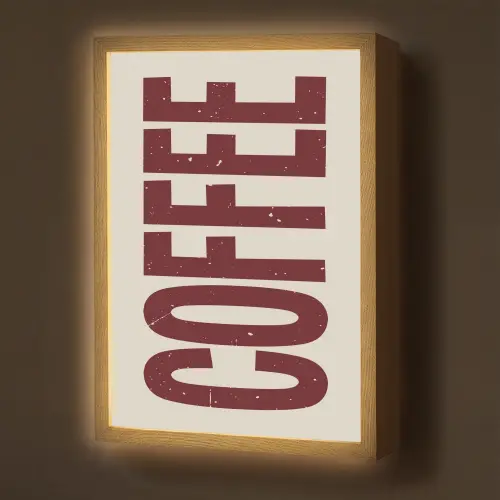 Koffie -Japandi - Rood - Vintage Light Box met batterij (Wandlamp) middel -z3d_website