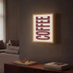 Koffie -Japandi - Rood - Vintage Light Box met batterij (Wandlamp) middel -sfeer1