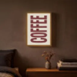 Koffie -Japandi - Rood - Vintage Light Box met batterij (Wandlamp) middel -sfeer4