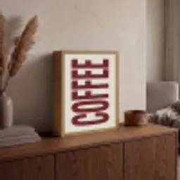 Koffie -Japandi - Rood - Vintage Light Box met batterij (Wandlamp) middel -sfeer2