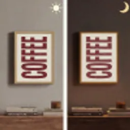 Koffie -Japandi - Rood - Vintage Light Box met batterij (Wandlamp) middel -sfeer3