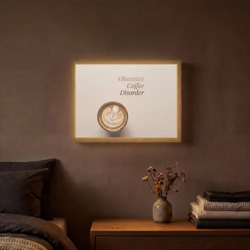 Koffie - Obessive Coffee Disorder - Beige Light Box met batterij (Wandlamp) middel -sfeer4