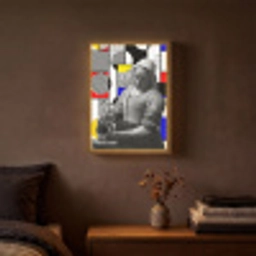 Collage - Mondriaan - Melkmeisje Light Box met batterij (Wandlamp) middel -sfeer4