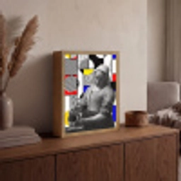 Collage - Mondriaan - Melkmeisje Light Box met batterij (Wandlamp) middel -sfeer2