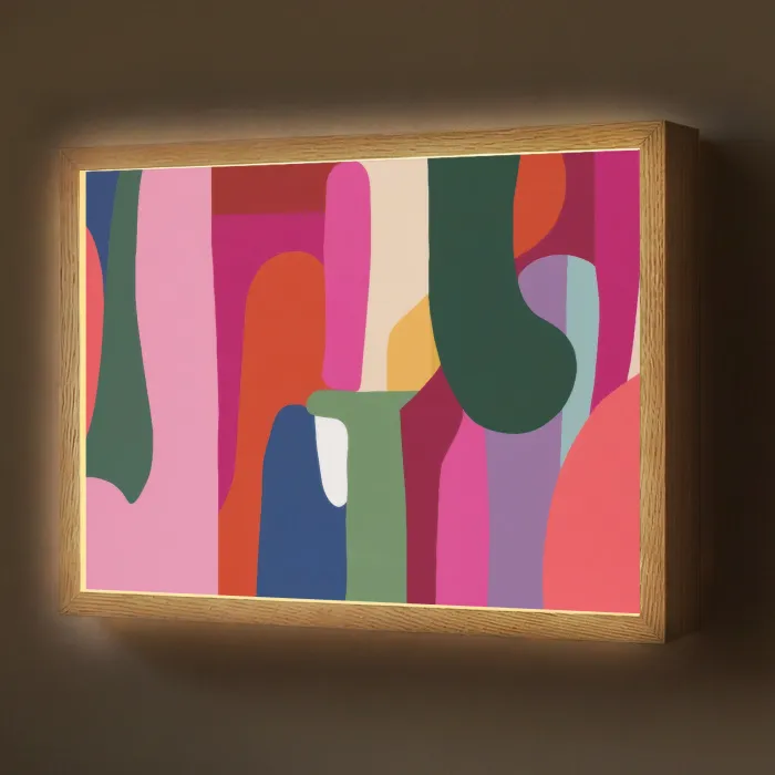 Kleurvakken - Recht - Rond - Abstract Light Box met batterij (Wandlamp) middel -z3d_website