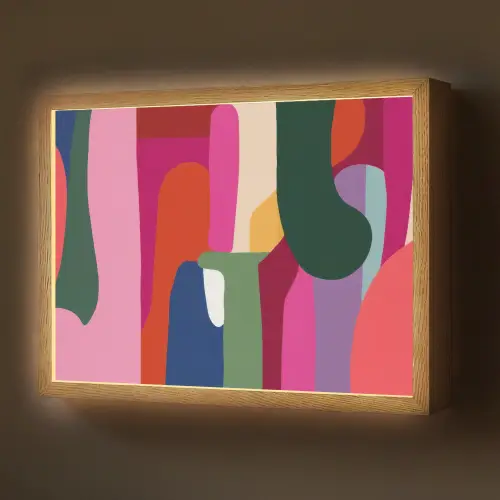Kleurvakken - Recht - Rond - Abstract Light Box met batterij (Wandlamp) middel -z3d_website