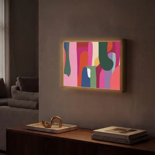 Kleurvakken - Recht - Rond - Abstract Light Box met batterij (Wandlamp) middel -sfeer1