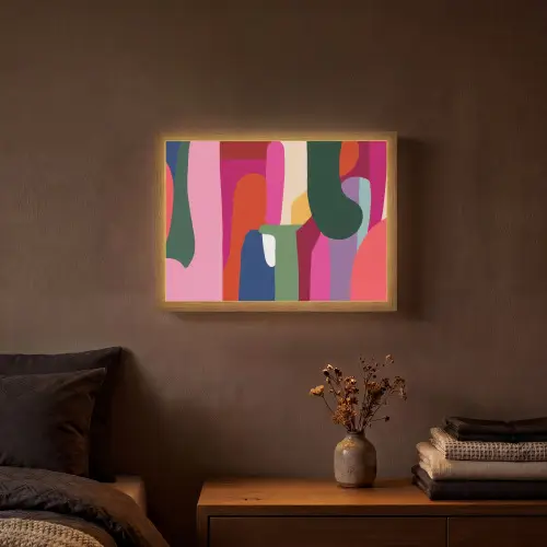 Kleurvakken - Recht - Rond - Abstract Light Box met batterij (Wandlamp) middel -sfeer4
