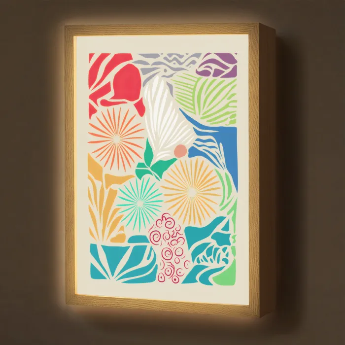 Kleurrijk - Abstract - Bloemen - Patronen Light Box met batterij (Wandlamp) middel -z3d_website