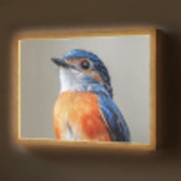 Kleurrijk - Vogeltje - Veren - Blauw Light Box met batterij (Wandlamp) middel -z3d_website