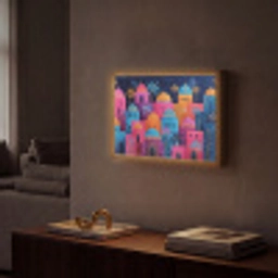 Kleurrijke gebouwen - Avondlicht - Islamitisch Light Box met batterij (Wandlamp) middel -sfeer1