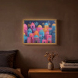 Kleurrijke gebouwen - Avondlicht - Islamitisch Light Box met batterij (Wandlamp) middel -sfeer4