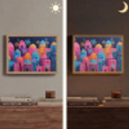 Kleurrijke gebouwen - Avondlicht - Islamitisch Light Box met batterij (Wandlamp) middel -sfeer3