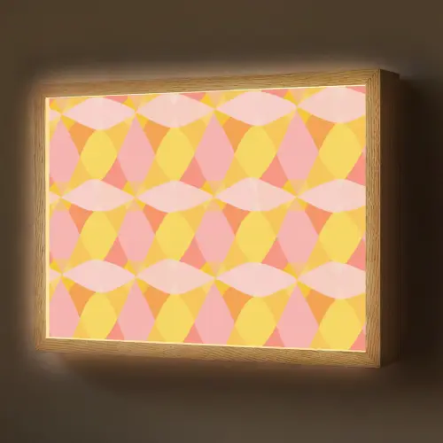 Kleurrijk - Ruitpatroon - Bladvormen Light Box met batterij (Wandlamp) middel 907 -z3d_website