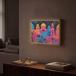 Kleurrijk - Stad - Nacht - Islamitisch Light Box met batterij (Wandlamp) middel -sfeer1