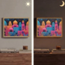 Kleurrijk - Stad - Nacht - Islamitisch Light Box met batterij (Wandlamp) middel -sfeer3