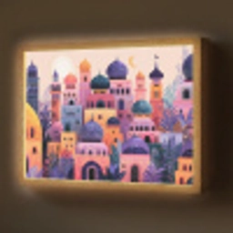 Kleurrijke stad - Zon - Islamitisch Light Box met batterij (Wandlamp) middel -z3d_website