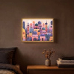 Kleurrijke stad - Zon - Islamitisch Light Box met batterij (Wandlamp) middel -sfeer4