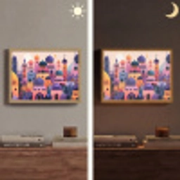 Kleurrijke stad - Zon - Islamitisch Light Box met batterij (Wandlamp) middel -sfeer3