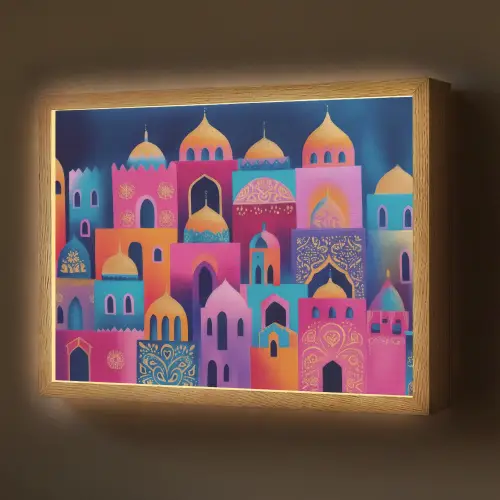 Kleurrijk - Avond - Islamitisch Light Box met batterij (Wandlamp) middel -z3d_website