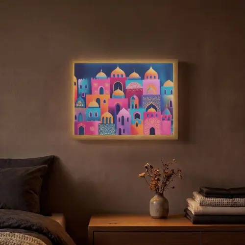 Kleurrijk - Avond - Islamitisch Light Box met batterij (Wandlamp) middel -sfeer4