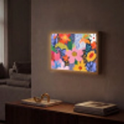 Kleurrijk - Bloemen - Abstract - Stippen Light Box met batterij (Wandlamp) middel -sfeer1