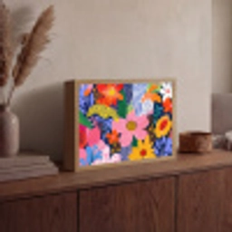 Kleurrijk - Bloemen - Abstract - Stippen Light Box met batterij (Wandlamp) middel -sfeer2